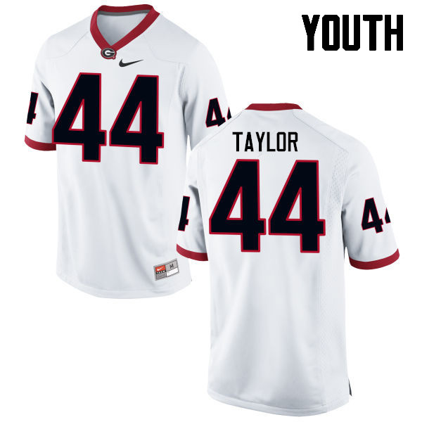 Youth Georgia Bulldogs #44 Juwan Taylor College Football Jerseys-White - Click Image to Close